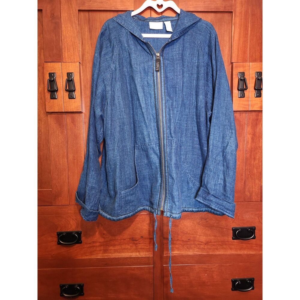 Elisabeth by Liz Claiborne Denim Blue Jacket Hooded w/ Pockets Womens Size 2